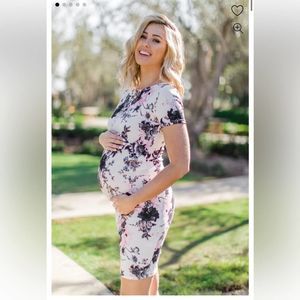 PinkBlush White Floral Fitted Maternity Dress size small NEW